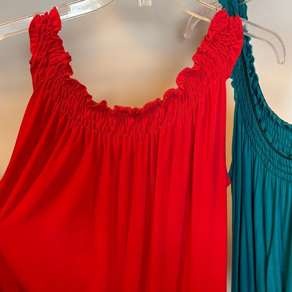 Red and Teal Ruffled Tank Tops - Picture 2 of 2
